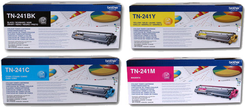 סט 4 טונרים מקוריים Brother TN-241BK/M/C/Y (תפוקת דפים בשחור 2,500 דף, בצבע 1,400 דף)