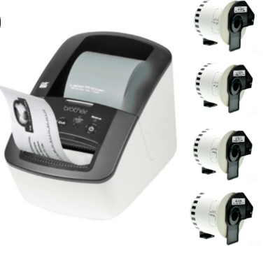 מדפסת מדבקות למשלוחים Brother QL700 + מארז 4 גלילי מדבקה המכילים כ- 1000 מדבקות