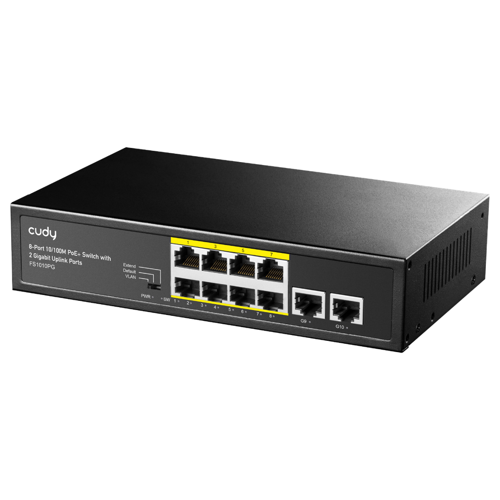  CUDY 8-FE PoE Switch +2 uplink GbE FS1010PG-IL 