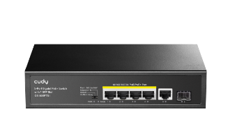 מתג לא מנוהל CUDY GS1005PTS1 5PORT 1GB POE 1XSFP total 120W