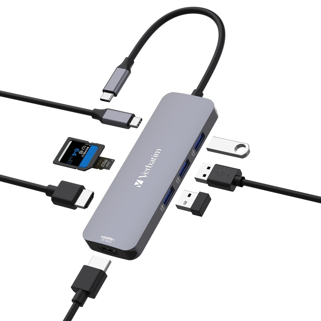 תחנת עגינה VERBATIM USB-C TM Pro Multiport Hub 8 Port 