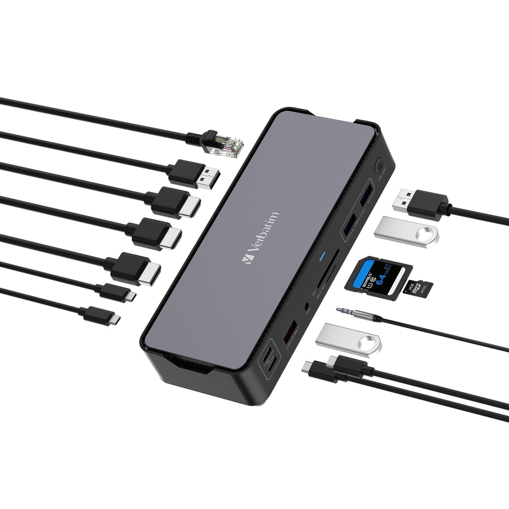 תחנת עגינה Verbatim USB-C Pro Docking Station 15 Ports 
