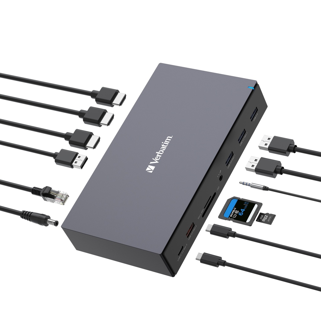 תחנת עגינה Verbatim USB-C Pro Docking Station 17 Port 