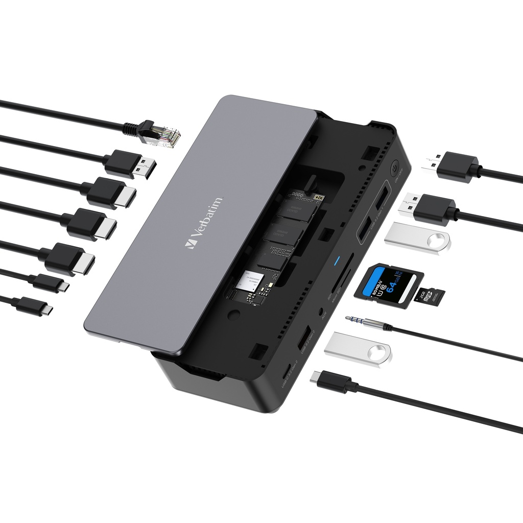 תחנת עגינה Verbatim Pro Docking Station 15 Port with SSD slot 
