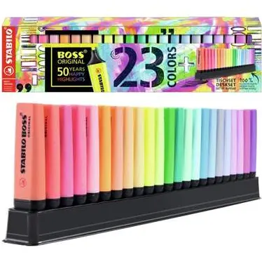 סט טוש זוהר 23 יח' STABILO BOSS כולל מעמד לשולחן