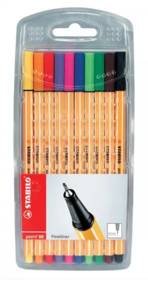 מארז 10 עטים פוינט בסט 88/10 STABILO BOSS