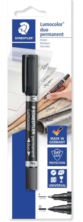טוש סימון דו צדדי לומקולור שחור STAEDTLER F+M