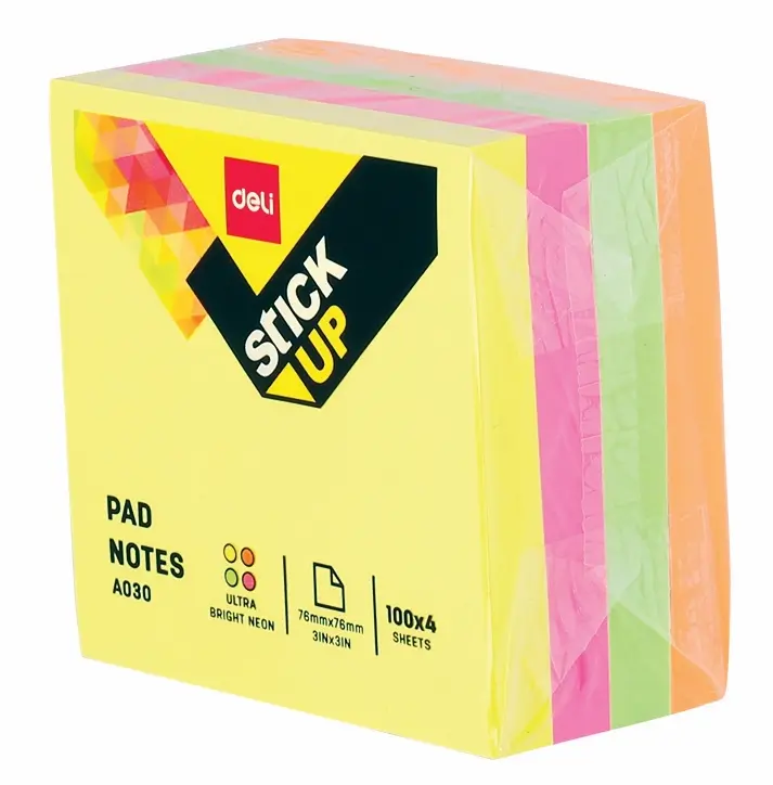 דפי ממו דביק צבעוני 400 ד' deli 03003 76*76