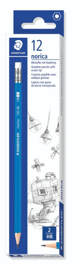 עפרון נוריקה עם מחק 12 יח' STEADTLER