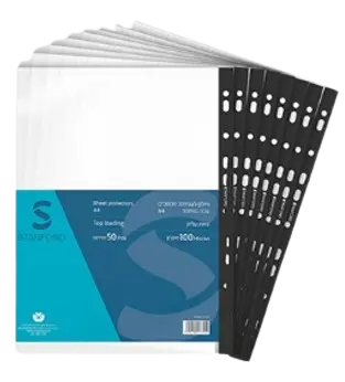 ניילון שמרדף מארז 25 יח' 100 מיקרון פס שחור A4 
