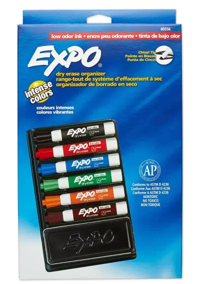 סט 6 טושים מחיקים+ ספוג מחיקה + אורגנייזר אקספו  EXPO