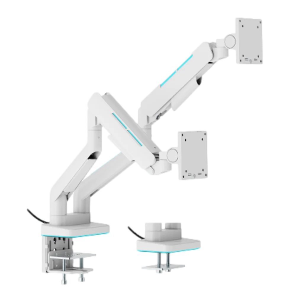  זרוע שולחנית גיימינג לשני מסכים 17'-49' עם תאורת RGB דגם LDT85-C024L מבית LUMI 