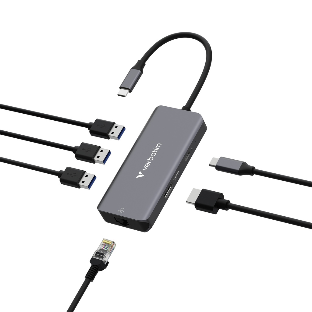 תחנת עגינה Verbatim USB-C Essentials Multiport Hub 6 Port with RJ45 