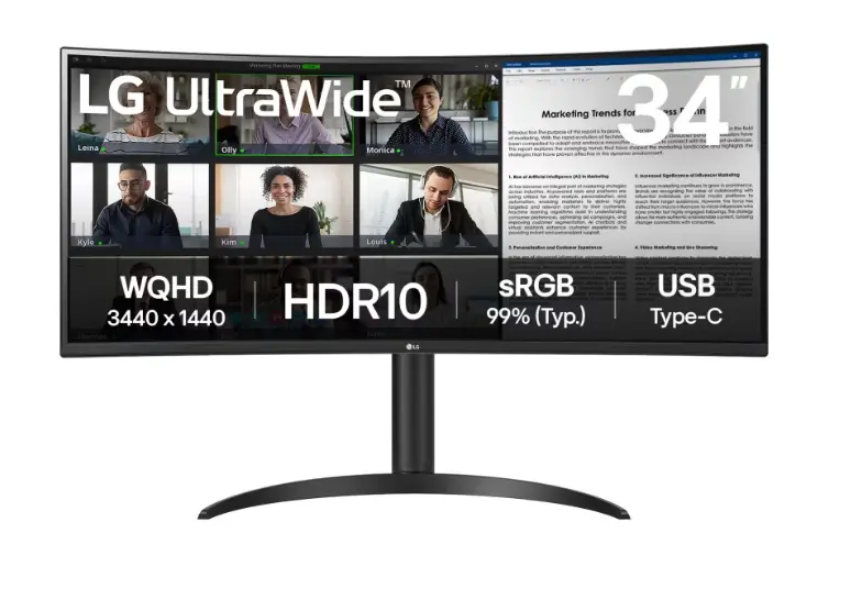 מסך מחשב קעור LG 34WR55QK-B UWQHD 