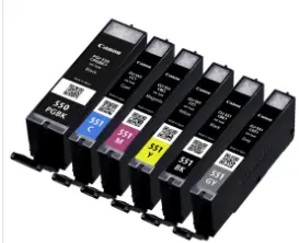 סט 6 ראשי דיו תואמים CANON 550XL/551XL (כולל אפור גודל רגיל)