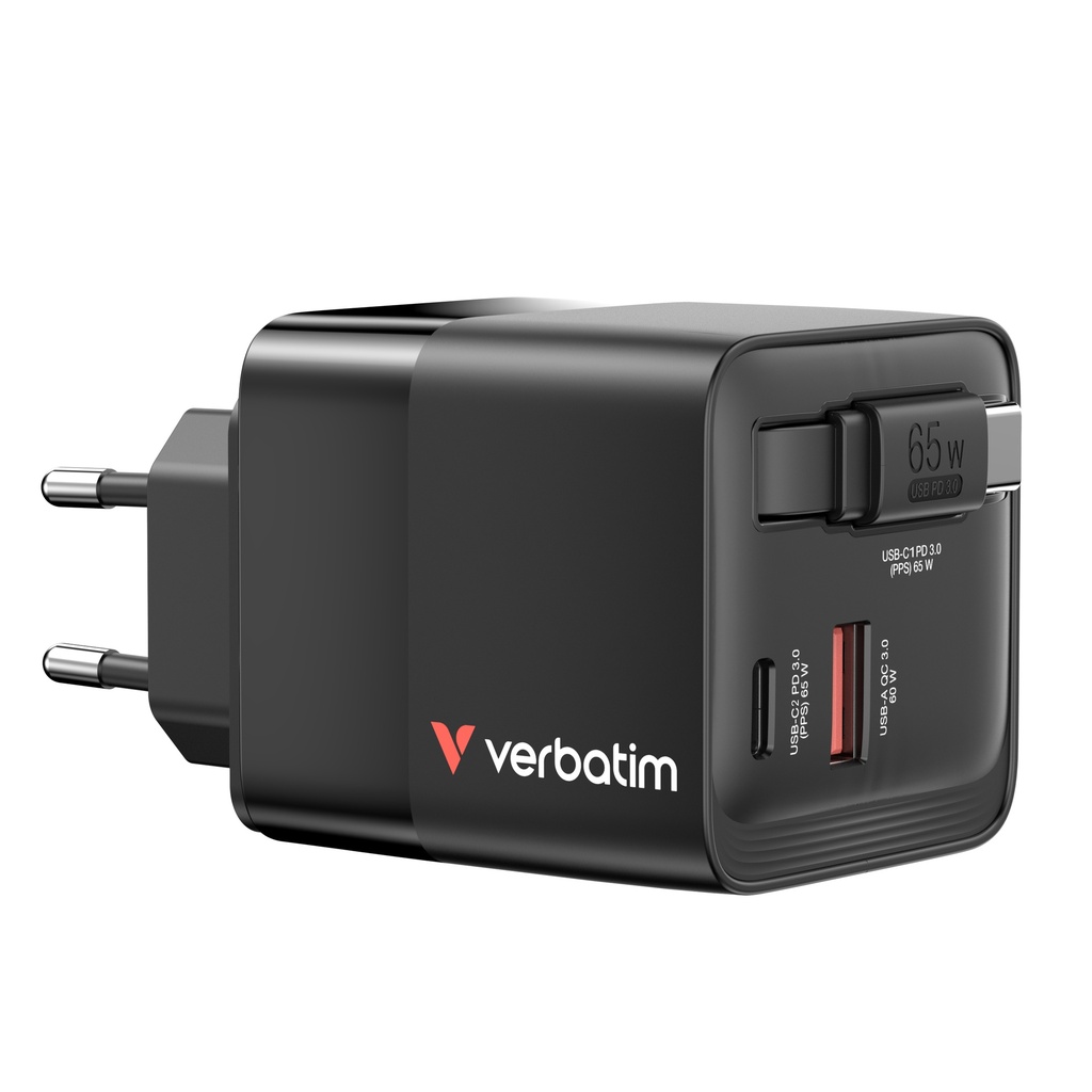 מטען קיר VERBATIM MINI CHARGER 65W WITH CABLE 