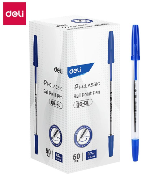  עט כדורי כחול deli - BL6-EQ 1/50 0.7 0.7 מארז 50 יח'