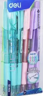 עט כדורי לחצן 0.7 כחול 1/12 199 deli