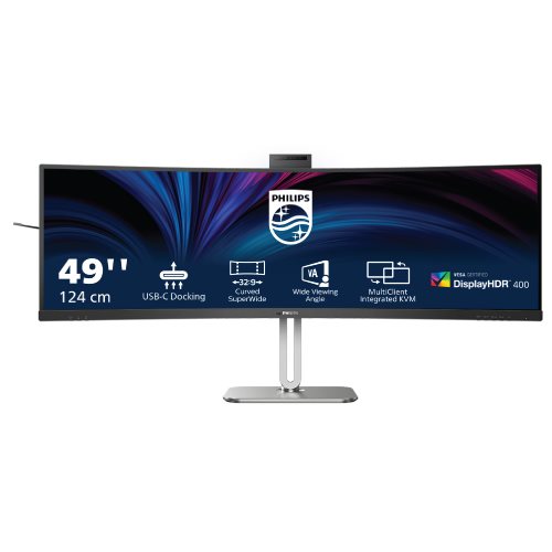 מסך מחשב קעור מקצועי עם מצלמה Philips Evnia Dual QHD 49'' 49B2U5900CH
