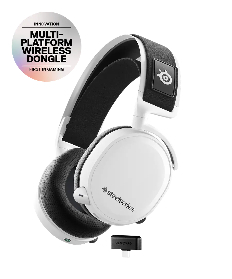  אוזניות גיימינג אלחוטיות עם מיקרופון Steelseries Arctis 7+ DTS 7.1 צבע לבן Arctis7+ White 