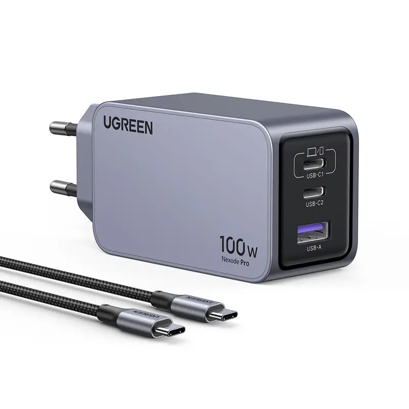  מטען קיר UGREEN NEXODE PRO 100W GAN + כבל לטעינה מהירה וחכמה של עד 3 מכשירים. מתאים למחשב נייד, סמארטפון וטאבלט UGREEN X757 25874 