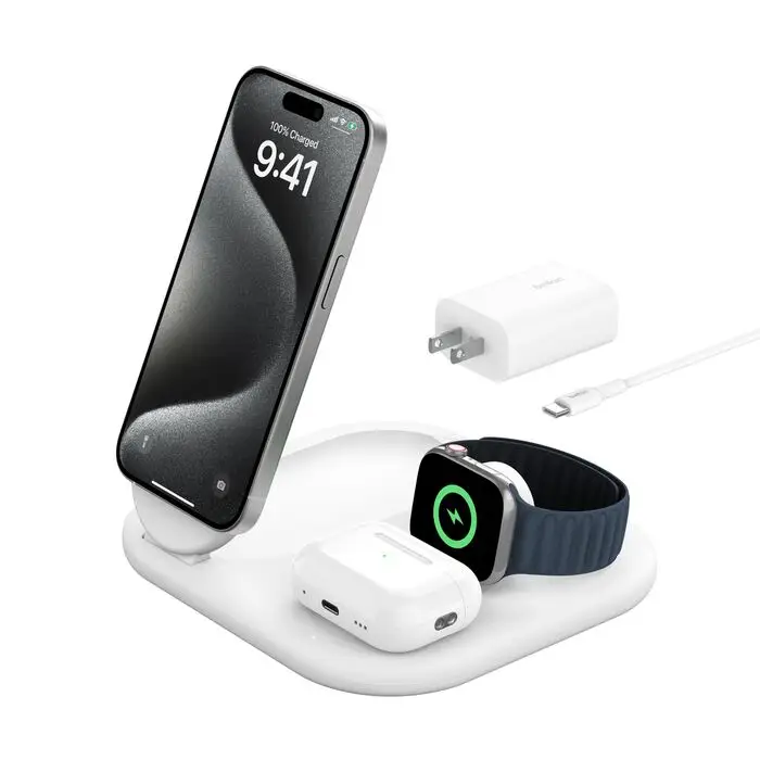  משטח טעינה אלחוטי מגנטי Belkin BOOST CHARGE 15W Qi2 3 IN 1 15W Belkin WIZ029VFWH 