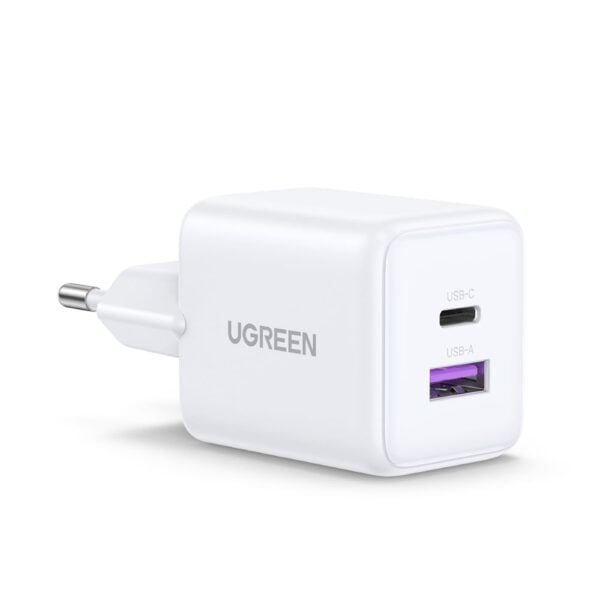  מטען קיר UGREEN 30W עם 2 יציאות – טעינה מהירה בטכנולוגיית GaN UGREEN X516 65015 