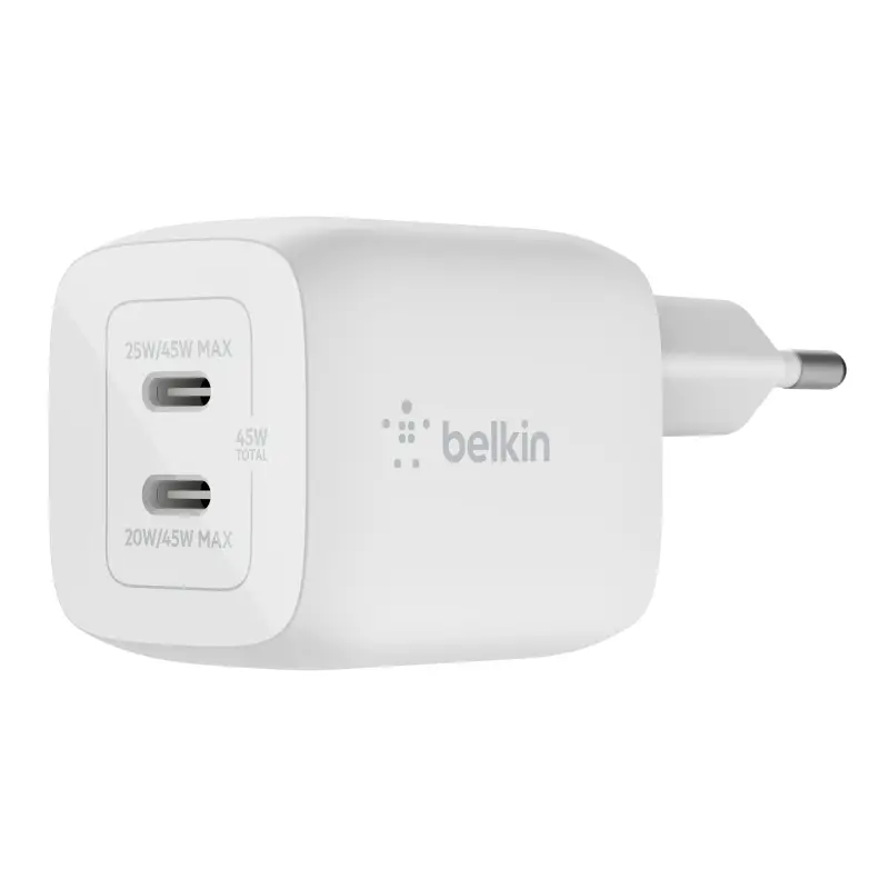  מטען קיר כפול עם חיבור USB-C PPS 45W Belkin BOOST CHARGE WCH011 