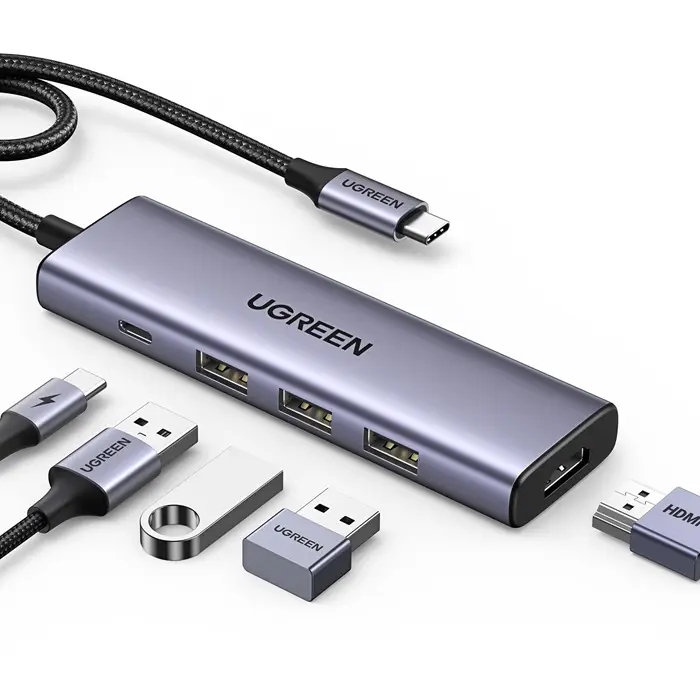  מולטיפורט UGREEN 5 IN 1 100W PD 4K 30Hz HDMI אפור ugreen CM511 15596 