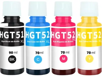 סט 4 בקבוקי דיו תואמים HP GT51XL/52XL (כמות 8,000 דף בצבע 6,000 בשחור)