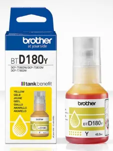 בקבוק דיו צהוב מקורי BROTHER BTD180Y (כמות 5,000 דפים) 