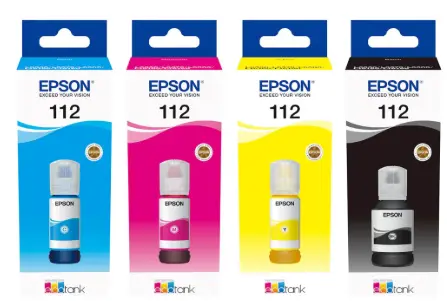 סט בקבוקי דיו מקוריים EPSON 112 (כל צבע 6,000 דף ו-7,500 דף בשחור)
