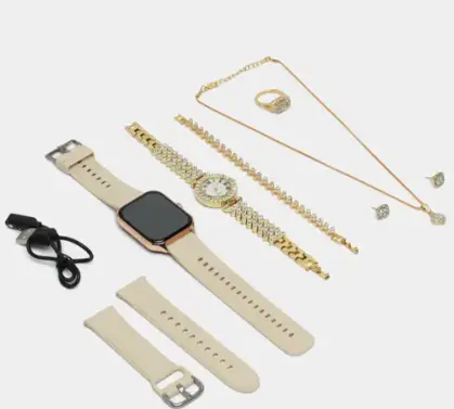 סט שעון חכם ואביזרים A58 PLUS - צבע גולד