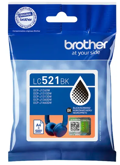 ראש דיו מקורי שחור Brother LC-521BK (500 דף)