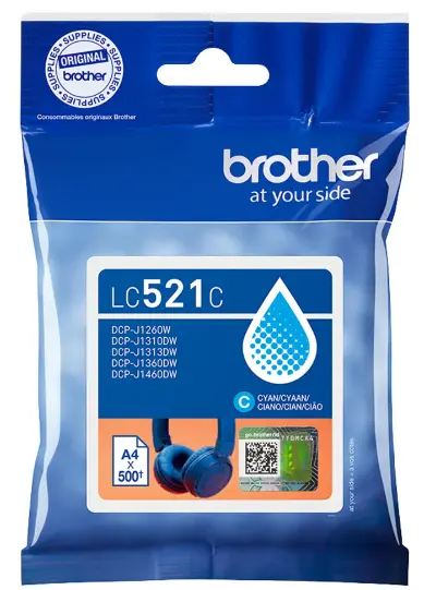 ראש דיו מקורי כחול Brother LC-521C (500 דף)