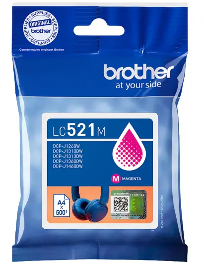 ראש דיו מקורי אדום Brother LC-521M (500 דף) 
