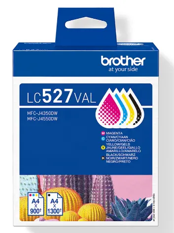 סט 4 ראשי דיו מקוריים Brother LC527VAL (900 דף)    