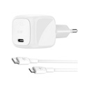  מטען קיר קומפקטי Belkin BoostCharge USB-C 30W + כבל belkin WCA008kq1MWH-B5 