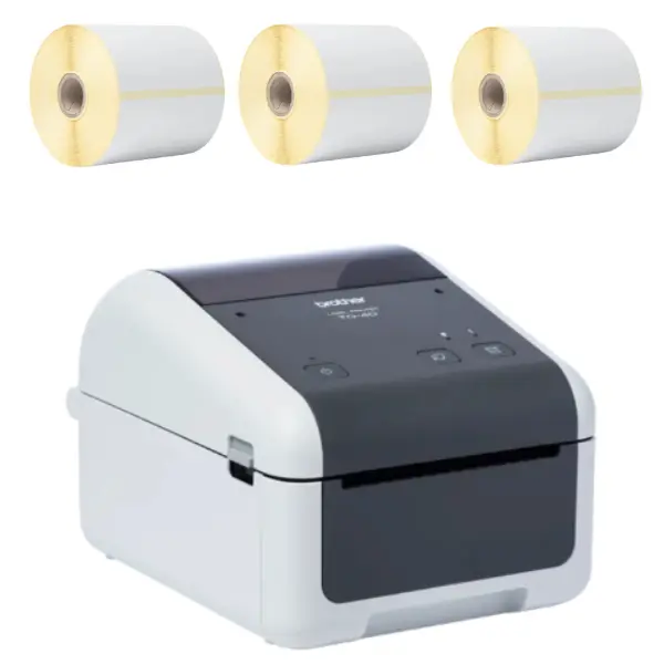 מארז חסכון מדפסת מדבקות Brother TD-4410D ובנוסף 3 גלילי מדבקות לכ-3000 מדבקות סה"כ