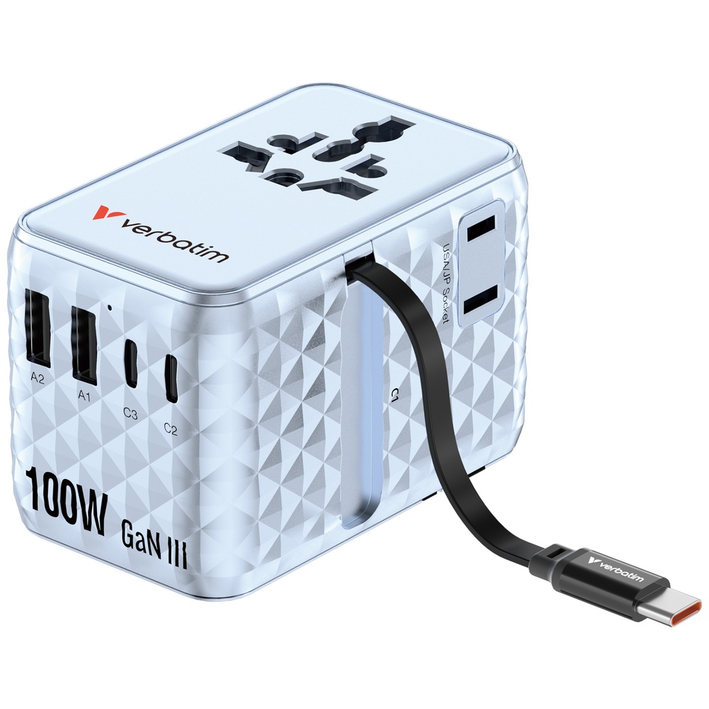 מטען אוניברסלי  Verbatim Charge 'n' Travel 100W GaN III Universal Travel Adapter 