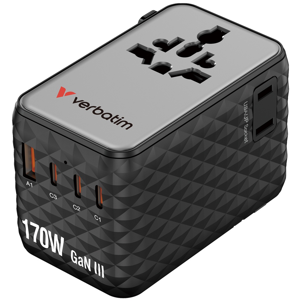  Verbatim Charge 'n' Travel 170W GaN III Universal Travel Adapter 