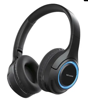 אוזניות בלוטות' קשת אלחוטיות  עם תאורת RGB - צבע שחור