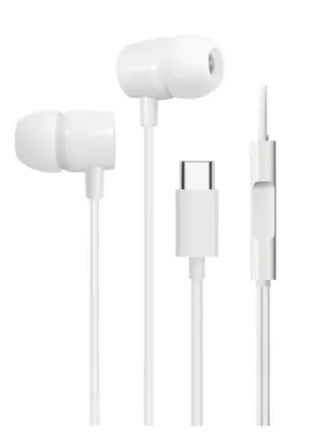 אוזניות כפתור+ מיקרופון חיבור K-L116 TYPE C צבע לבן GPLUS