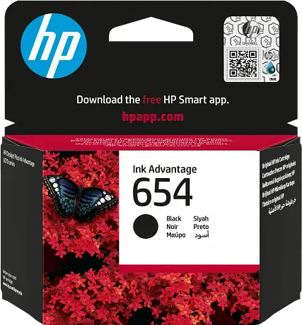 ראש דיו שחור מקורי HP 654 7FP39UE (400 דפים) 