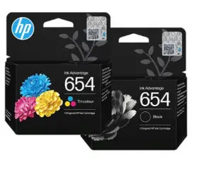סט ראשי מקורי שחור וצבעוני HP 654 7FP39UE +‎ 7FP38UE 