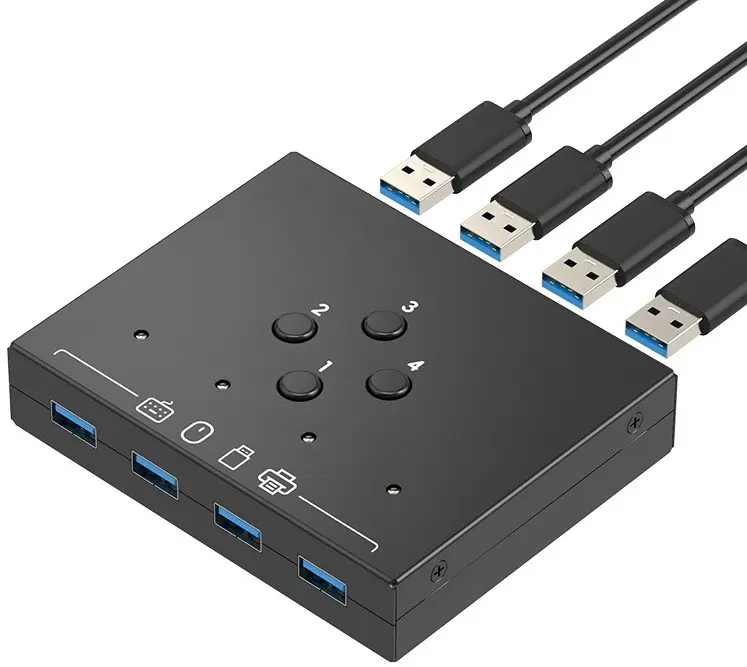 מתג שיתוף USB3.0 אוטומטי 4 מכשירים ל-4 מחשבים