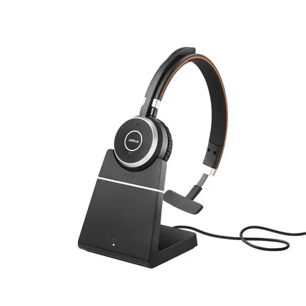  מערכת ראש מקצועית אלחוטית ל-VOIP דגם UC Mono עם מעמד טעינה Evolve 65 & charging stand UC Mono 