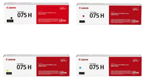 סט טונרים מקוריים CANON CRG075HBK/M/C/Y (שחור 3,500 דפים צבע 2,500 דפים)  
