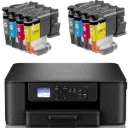 מפעל הפיס - מארז מדפסת הזרקת דיו Brother DCP-J1310DW + שני סטים דיו תואמים LC-521 (סה"כ 1,200 דפים)