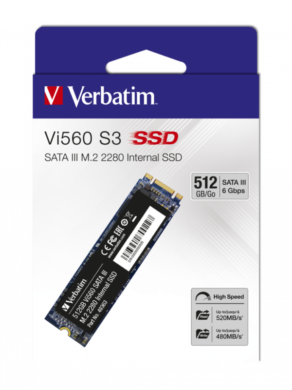 כונן פנימי Verbatim SSD Vi560 S3 M.2 Sata 512GB 